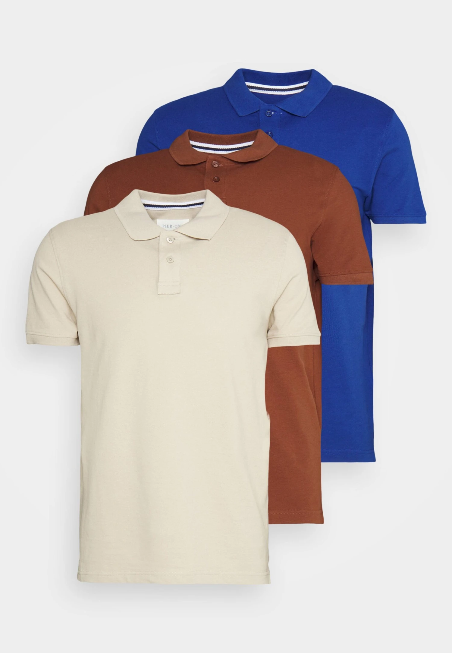 Pier One 3 Pack - Poloshirt - Dark Blue/Brown/Beige - Afbeelding 7