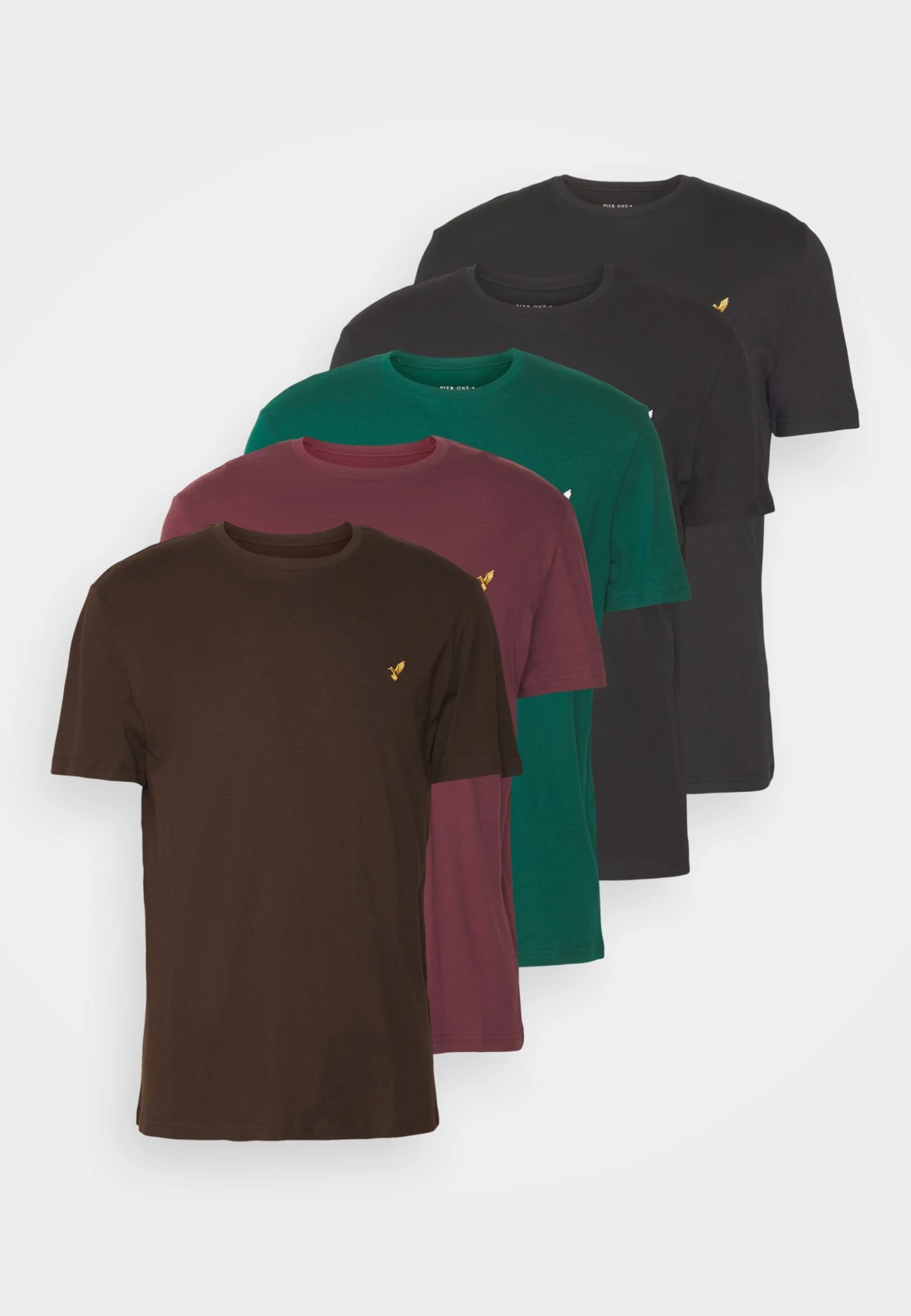 Pier One 5 Pack - T-Shirt Basic - Bordeaux/Dark Green/Dark Blue - Afbeelding 6