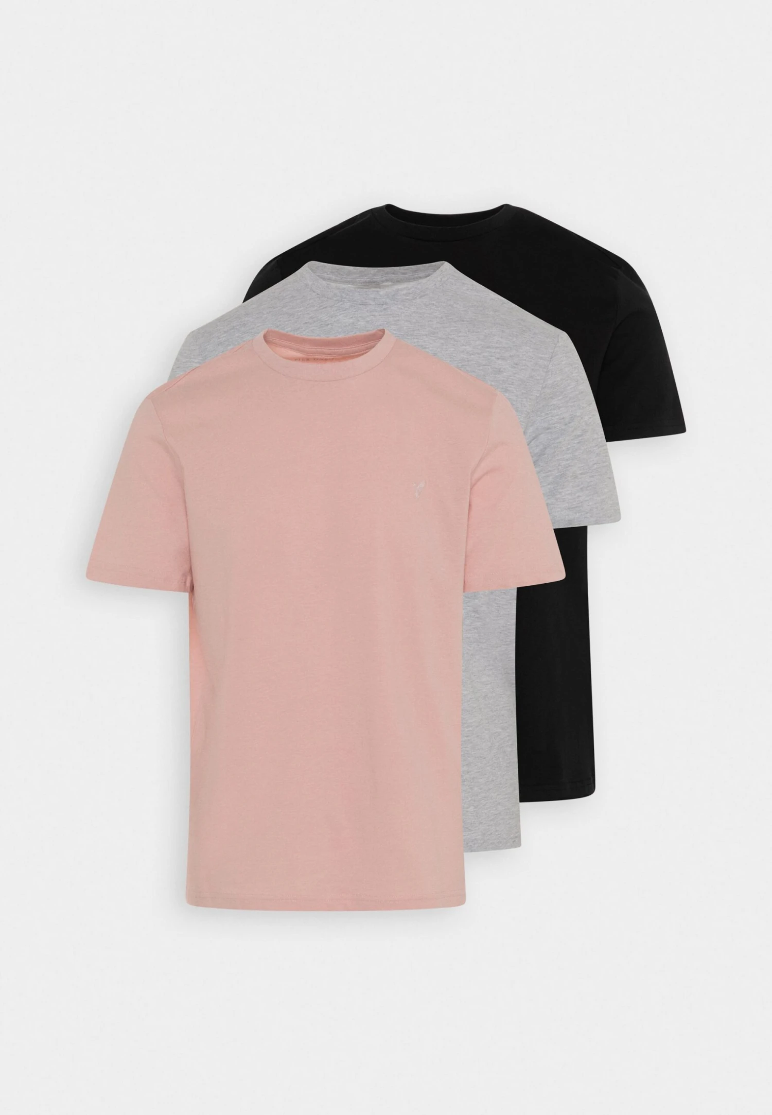 Pier One 3 Pack - T-Shirt Basic - Mottled Light Grey/Pink/Black - Afbeelding 6