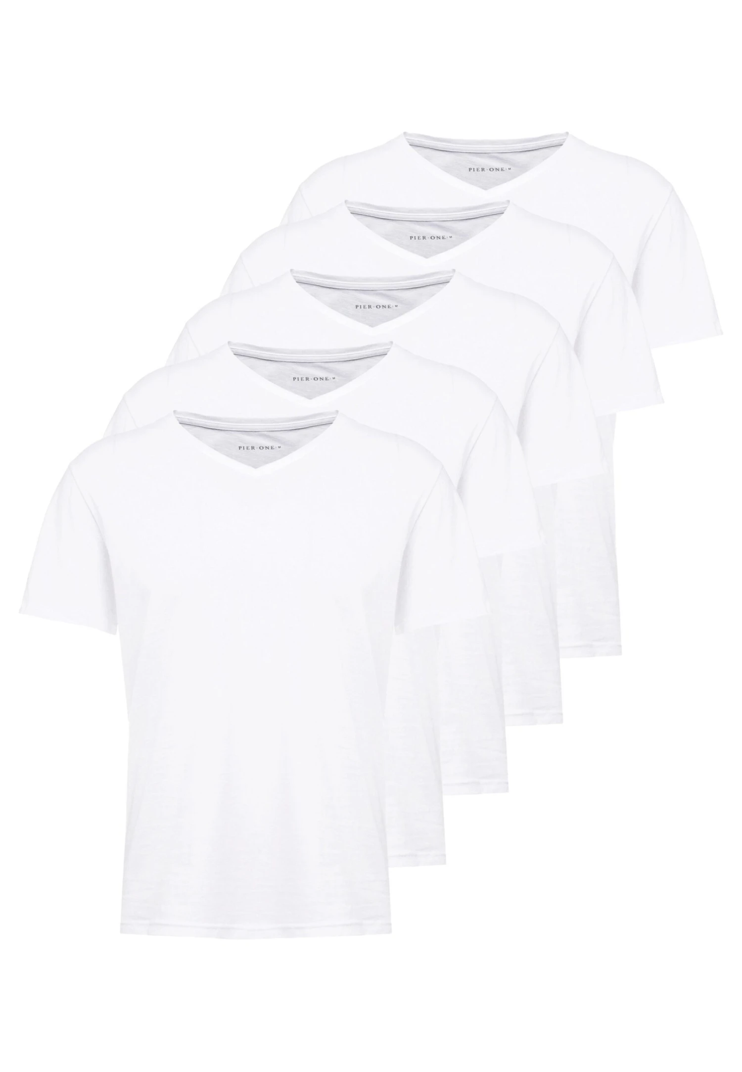 Pier One 5 Pack - T-Shirt Basic - White - Afbeelding 4