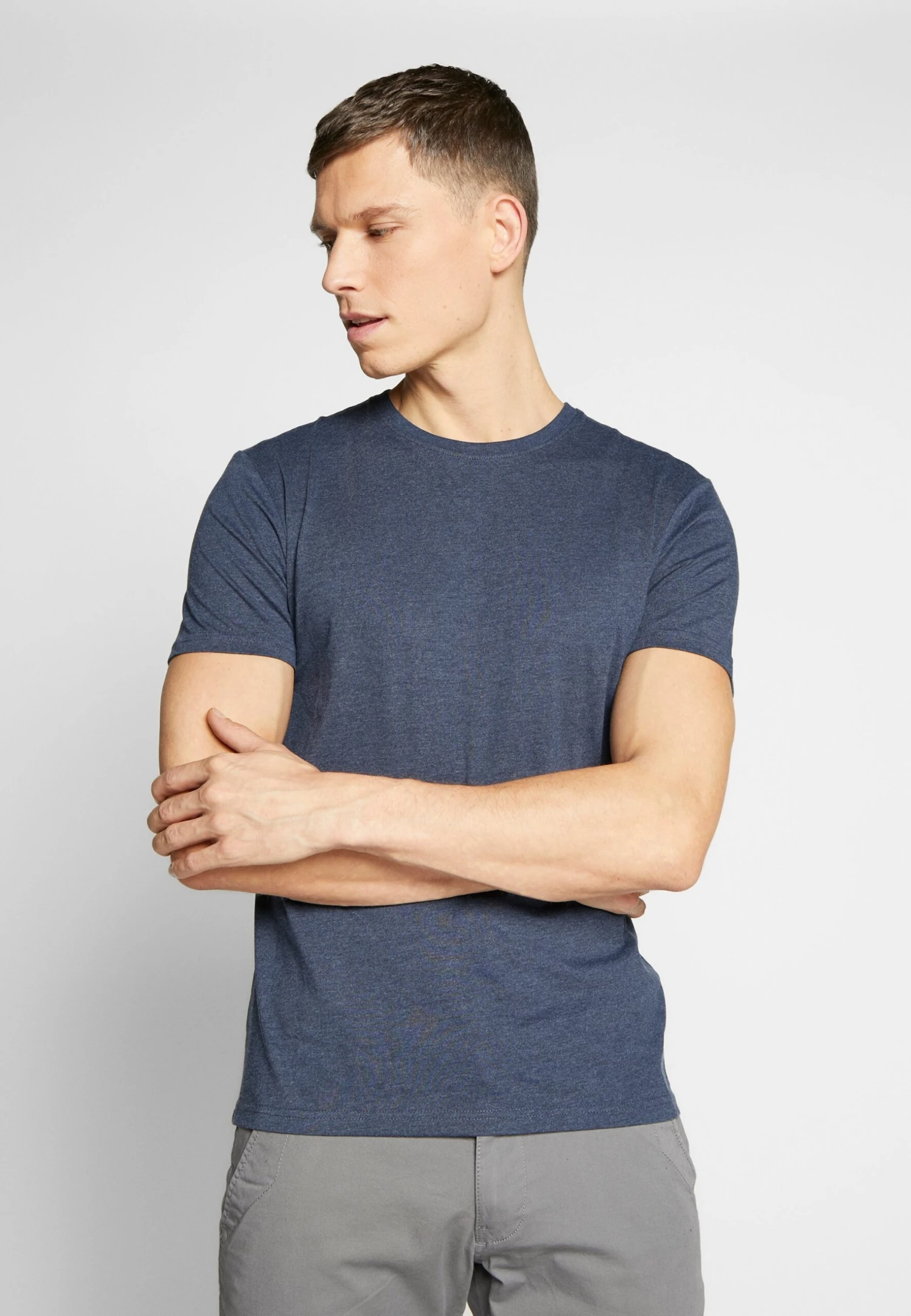 Pier One 3 Pack - T-Shirt Basic - Mottled Bordeaux/White/Blue - Afbeelding 3