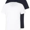 Pier One 2 Pack - T-Shirt Basic - White/Dark Blue